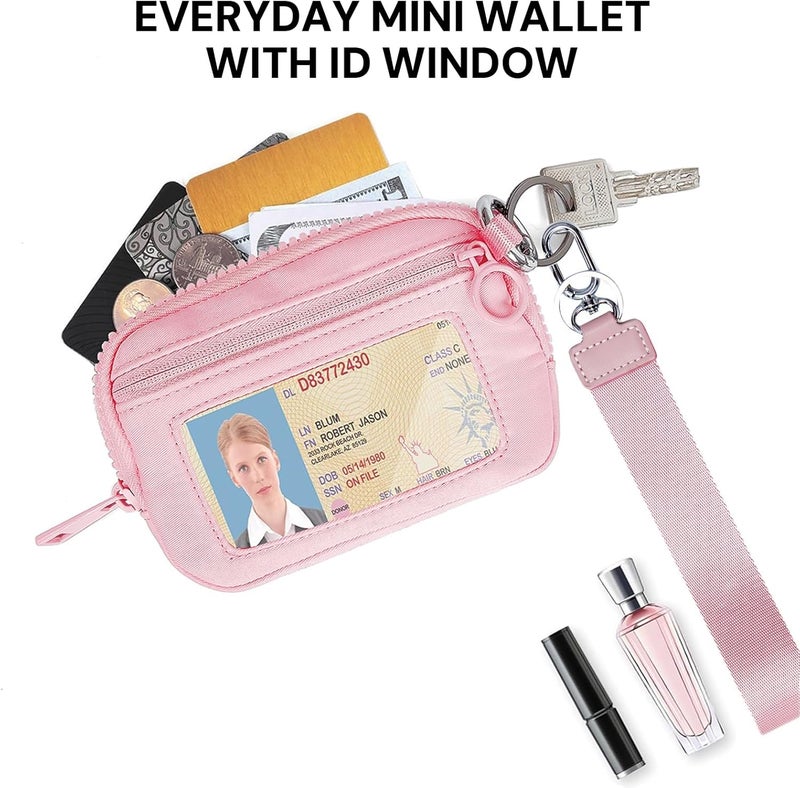 YDF The Iris Wallet for Women Mini Zip Card Case with Clear ID Window Zipper Coin Purse Lightweight Portable Keychain Wallet - Image 5